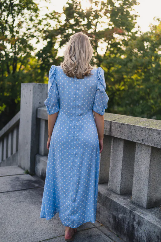 Addison Midi Dress Dots Blue 