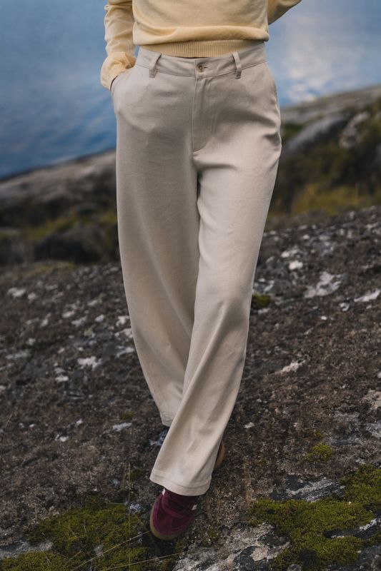 Wide Linen Trousers Ecru 
