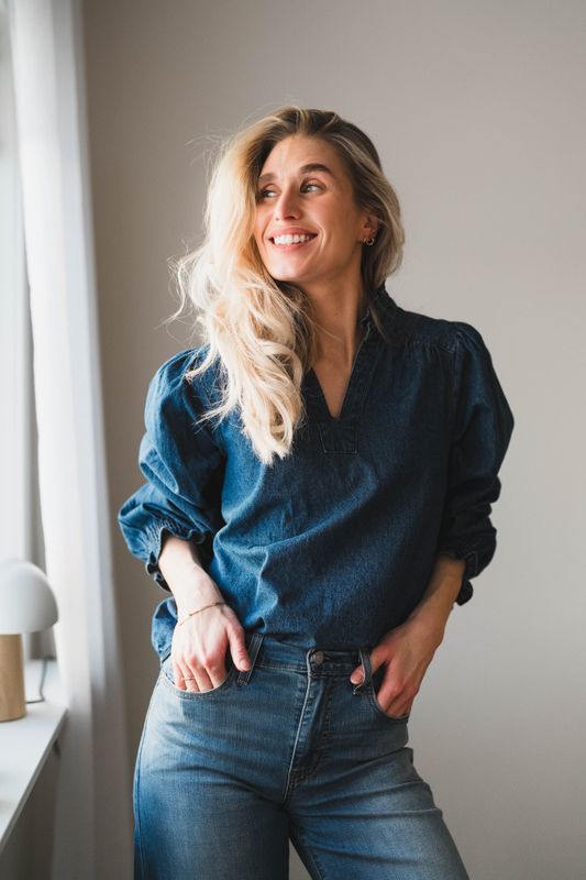 Emmeline Denim Blouse Dark Blue 