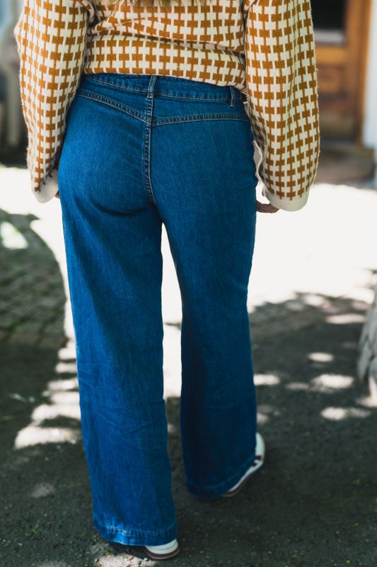 Rylan Elena Pants Mid Blue Wash 