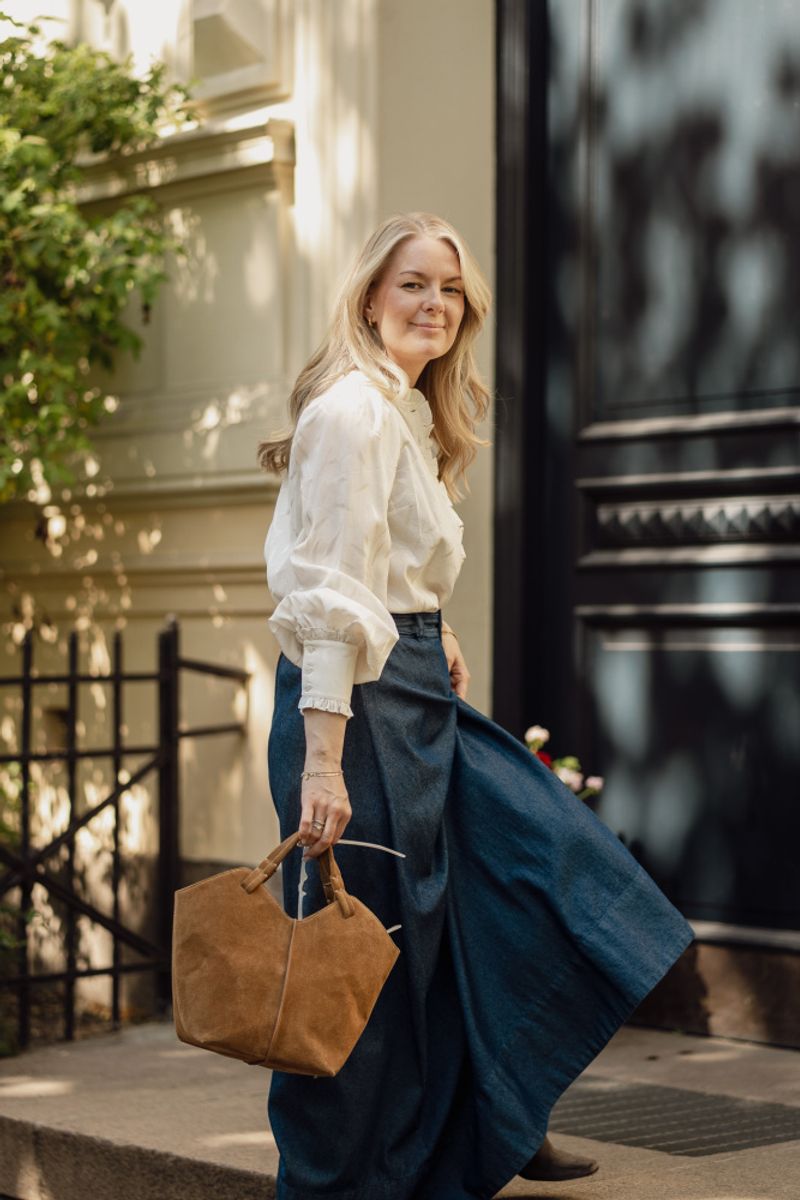 Denim Maxi Skirt Dark Blue 