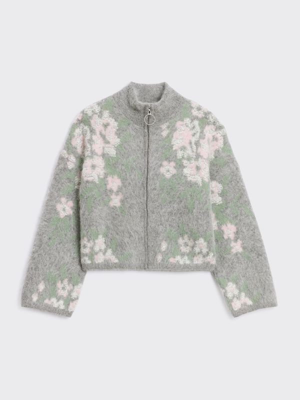 Tine Floral Cardigan Grey Mix 