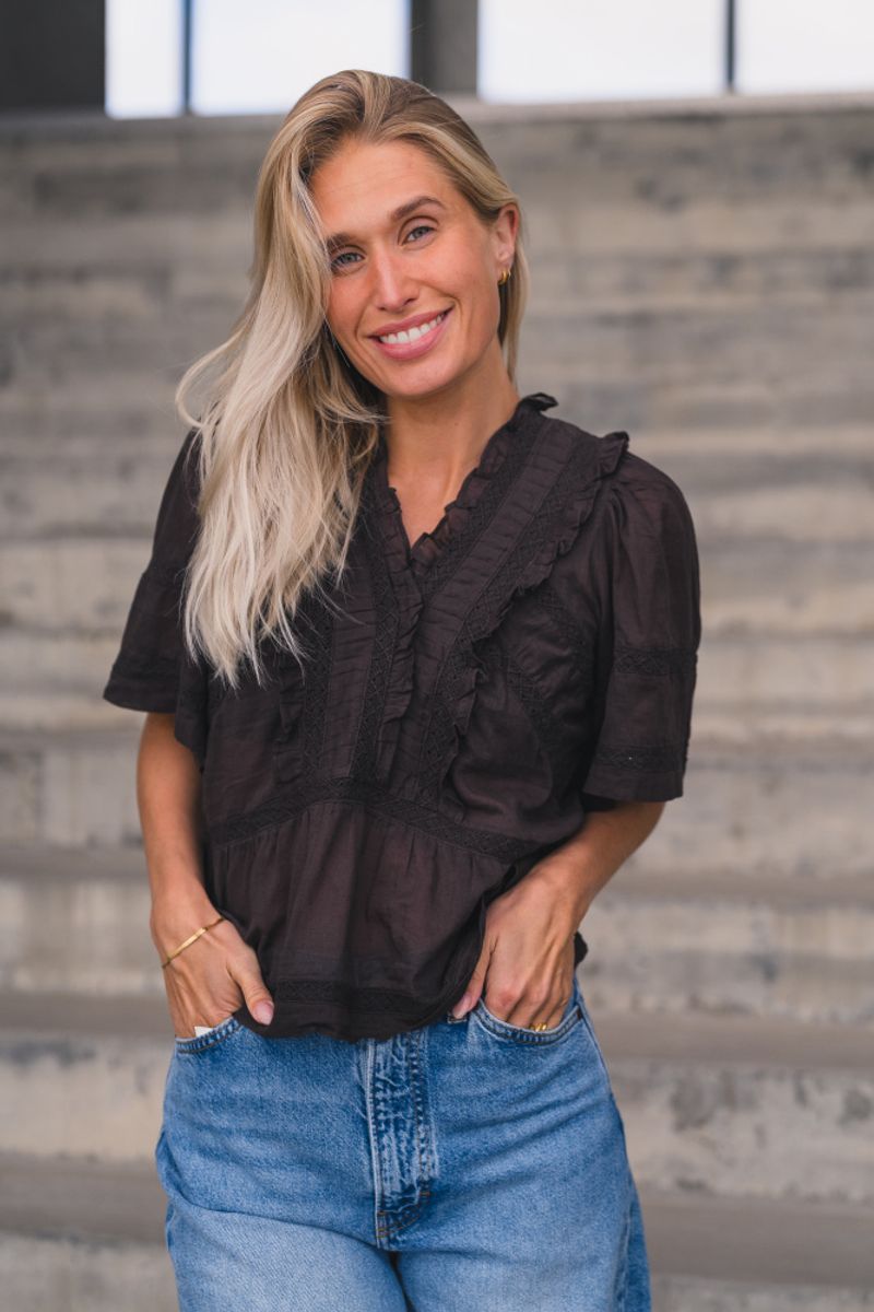 Evienne S Voile Top Dark Brown 