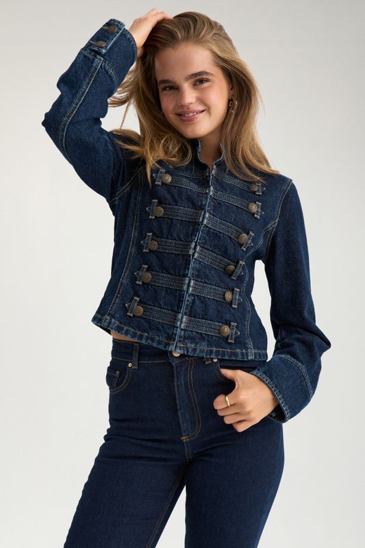 Nubillie Fitted Denim Jacket Dark Blue Denim 