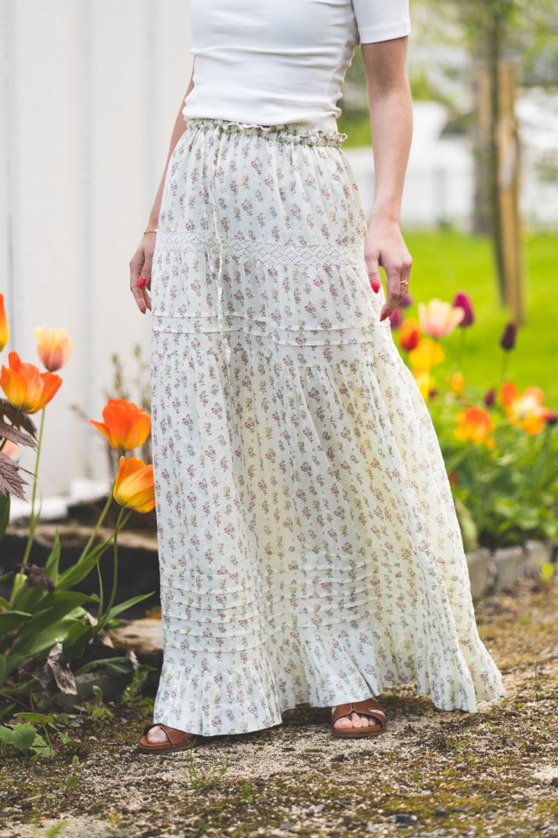 Fippo Fine Print Skirt Creme 