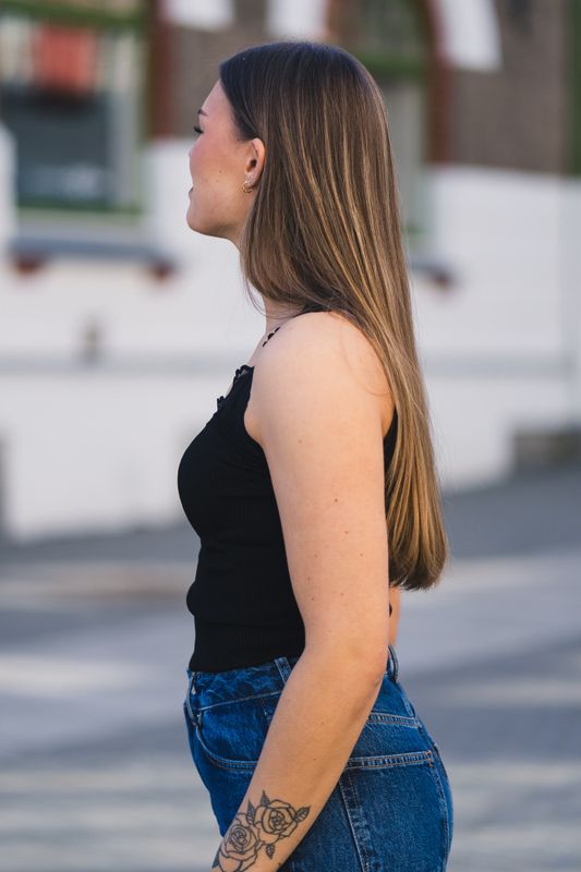 Babette SL U-Neck Lace Top Black 