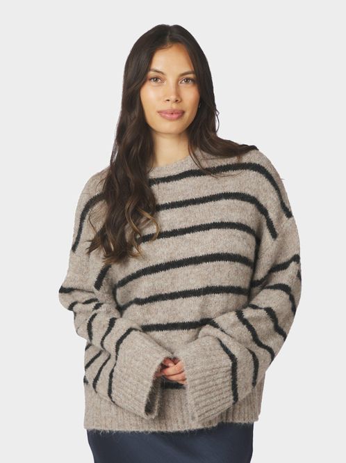 Hovedbilde Roeme Fluffy Stripe Knit Beige Melange 