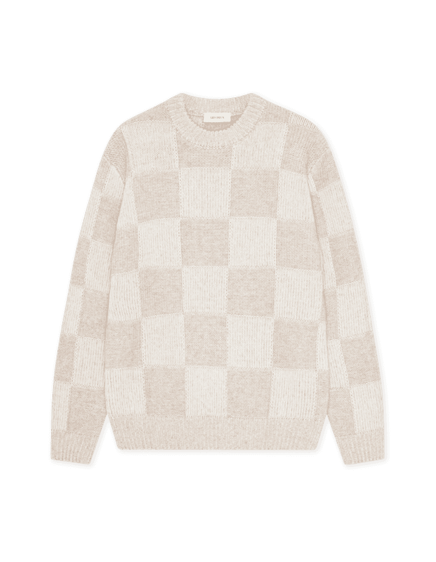 Check Knit Eggnog White 