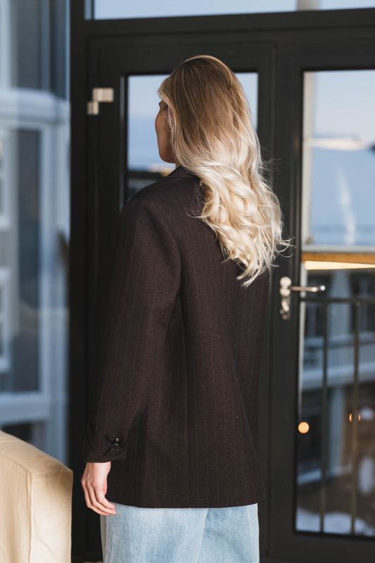 Gaby Pinstripe Blazer Dark Brown 
