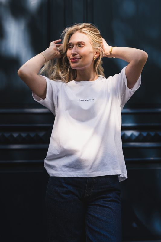 Terina Organic Small Logo Tee White/Black 