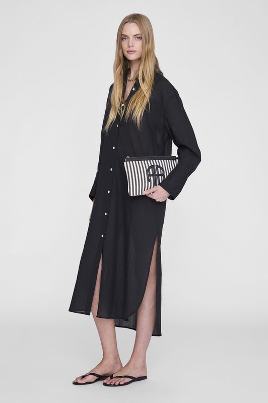 Lili Pouch White And Black Stripe 
