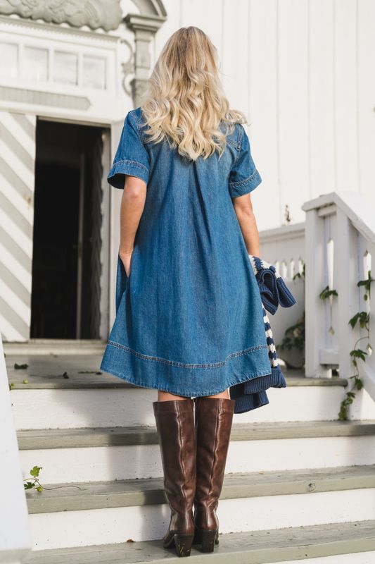 Turo Alena 2/4 Dress Mid Blue Wash 