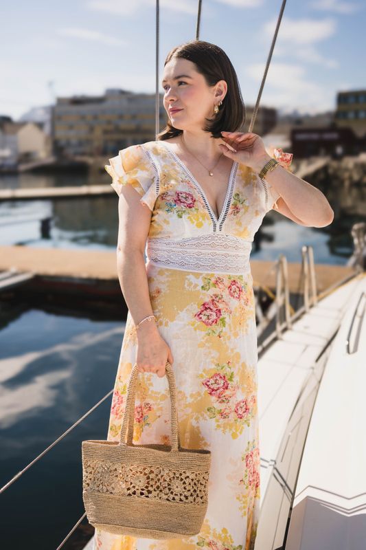 Linen V-Neck Dress Amore 