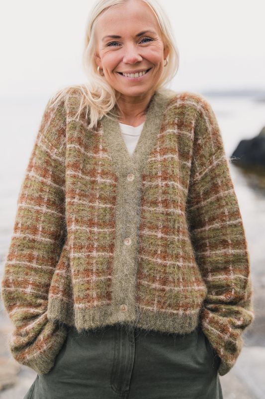 Kate Check Cardigan Green Mix 