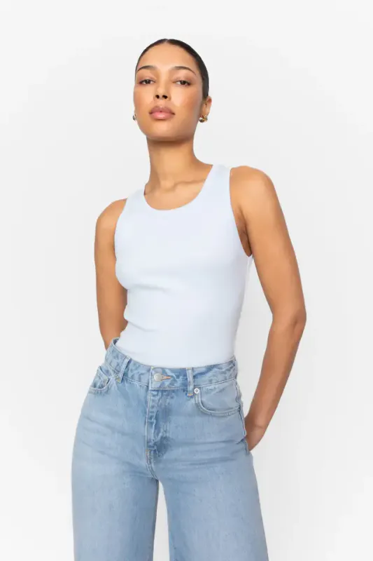 Pia Rib Singlet Light Blue 