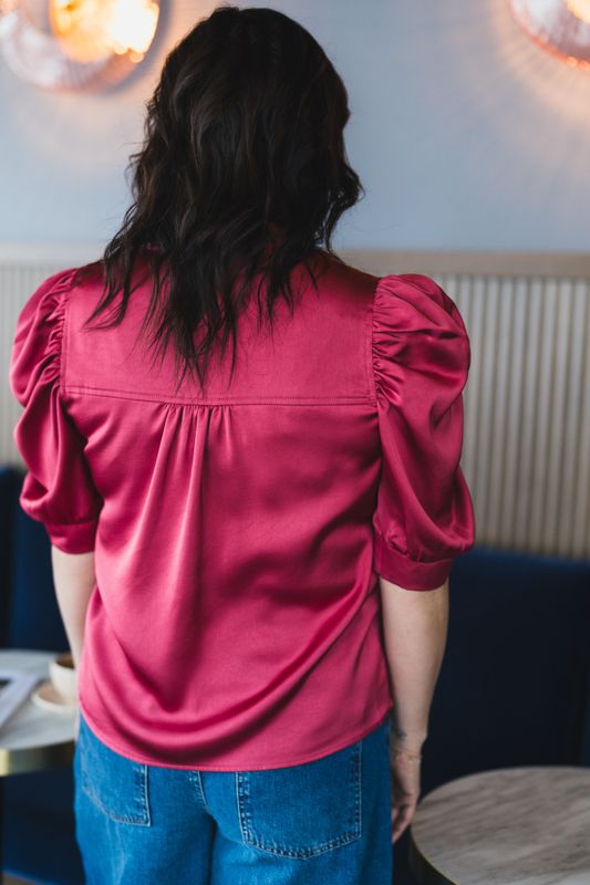 Roella Heavy Sateen Blouse Cherry Pink 