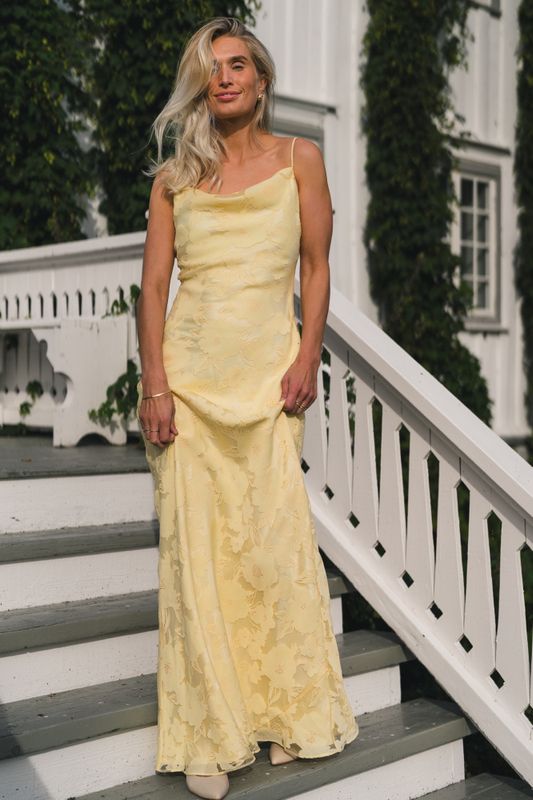 Sorelle Lace Slip Maxi Dress Light Lemon  