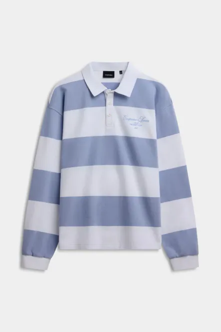 Hovedbilde W. Thin Cotton Rugby Shirt White And Vintage Blue ...