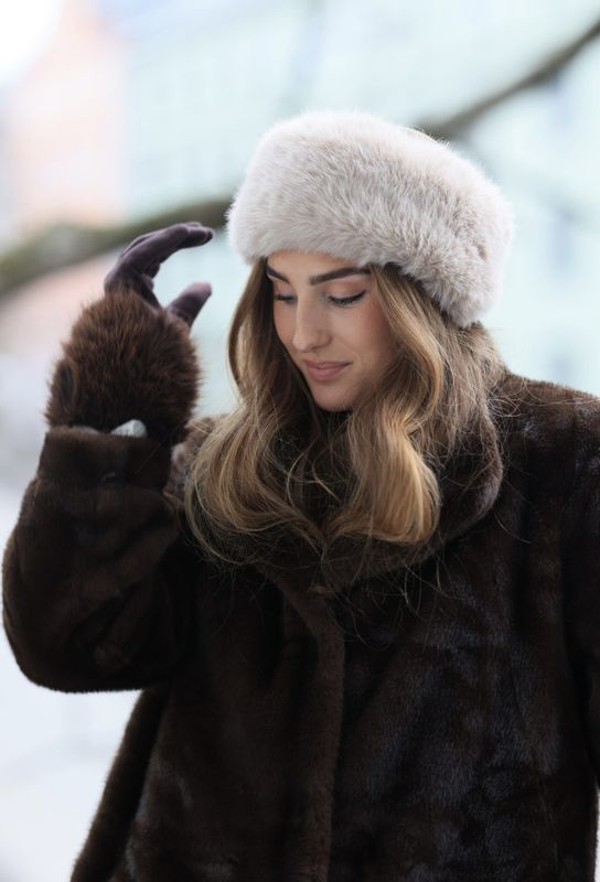 Faux Fur Head Band Beige