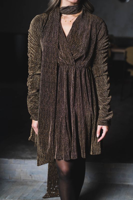 Stardust Frill Dress Black & Gold 