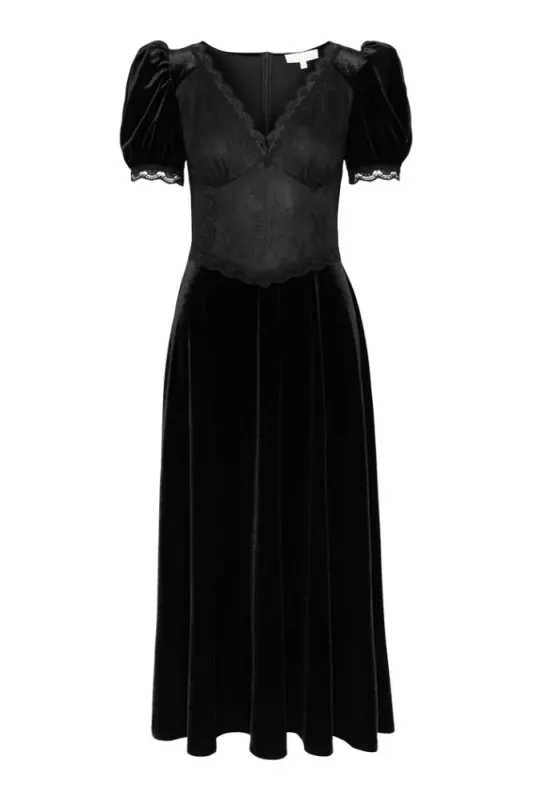 Francis Velvet Midi Dress Black Velvet 