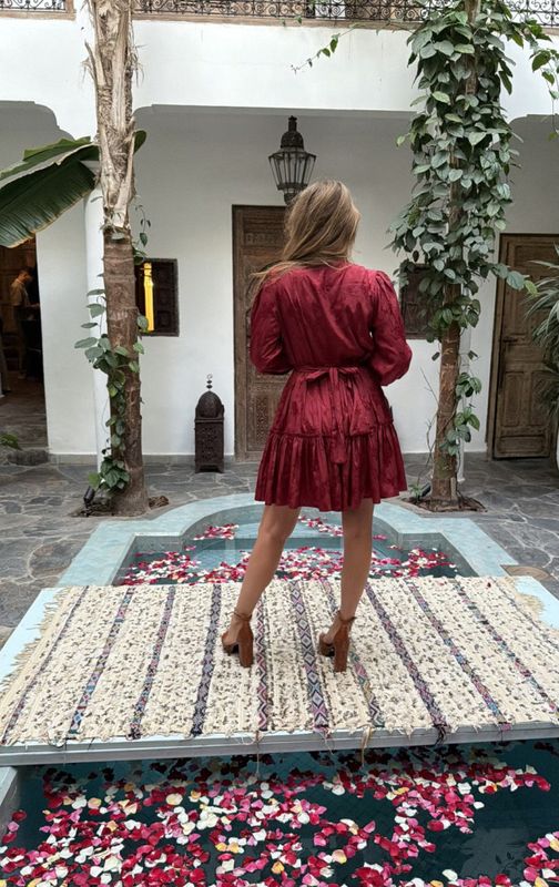 Doris Short Dress Dark Cherry 