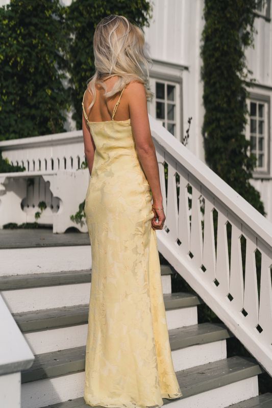 Sorelle Lace Slip Maxi Dress Light Lemon  
