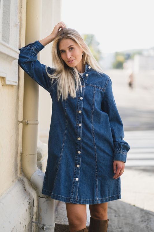 Rylan Elena Shirt Dress Mid Blue Wash 