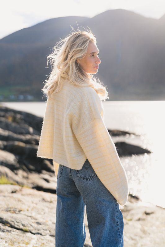 Tine Waffle Check Cardigan Light Yellow Mix 