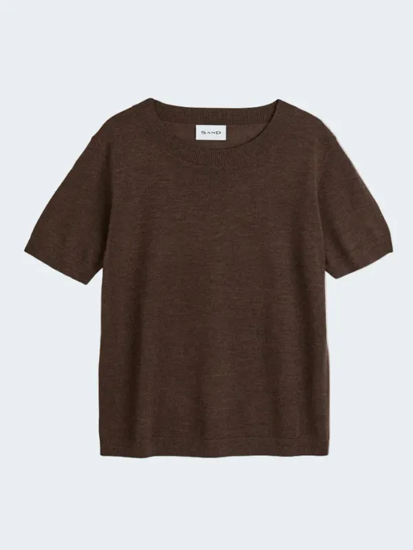 Delmy Short Sleeve Sweater Brown 