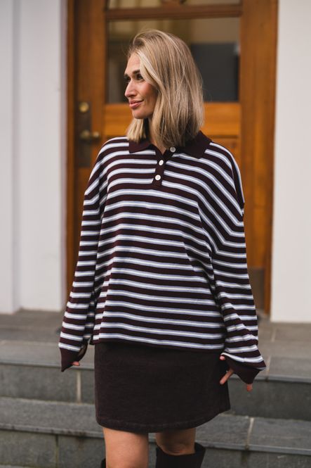 Hovedbilde Adanne Polo Knit Stripe Bordeaux