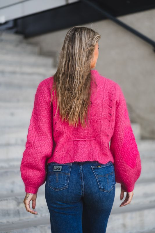 Sophia Chunky Cardigan Raspberry 