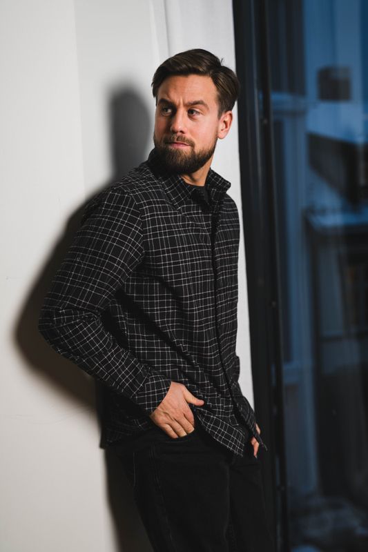 Saryan J Shirt 15501 Grey Brown Check 