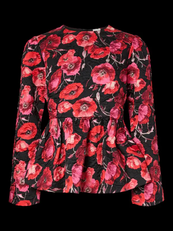 Poppina LS Top Black Poppina Aop 