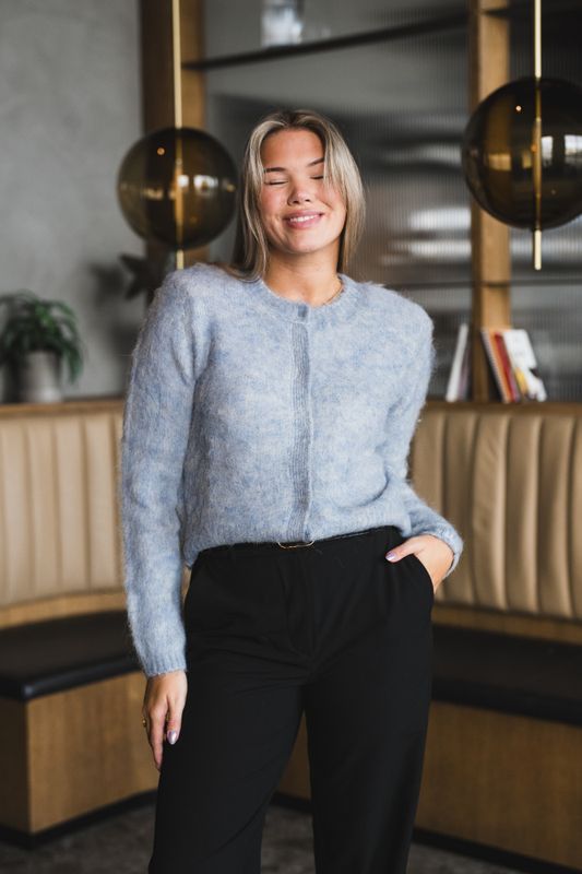 Hairy Knit Jacket Sky Blue 