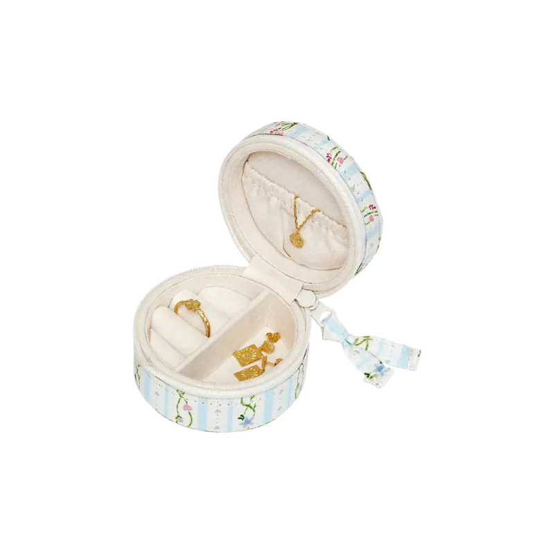 Round Jewelry Box Small Garden Magic Ivory 