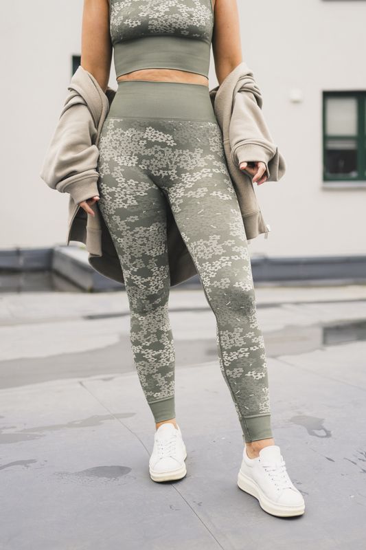 Seamless Jacquard Tights Green Mix 