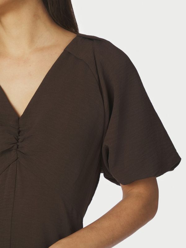 Bomba Structure Solid Dress Dark Brown 