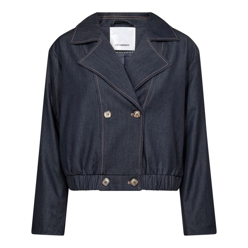 Terry Double Breasted Blazer Navy Denim 