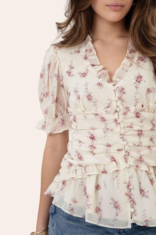 Arielic Blouse Off White Vintage Rose