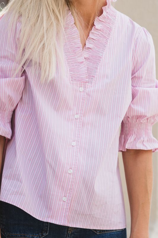 Briony Twin Stripes Blouse Light Pink 