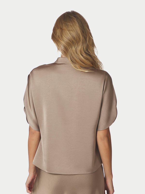 Anelle Heavy Sateen Blouse Dark Taupe 