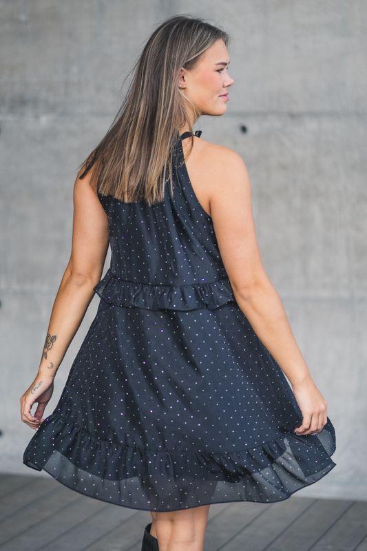 Rida Bedazzled Dress Black 