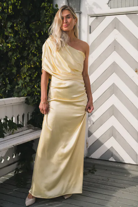 Hovedbilde Cassia Draped Fitted Maxi Dress Light Lemon 
