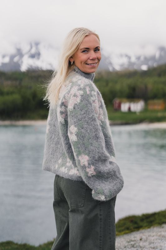 Tine Floral Cardigan Grey Mix 