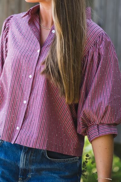 Hovedbilde Etta Soft Stripe Stone Shirt Dark Rose 