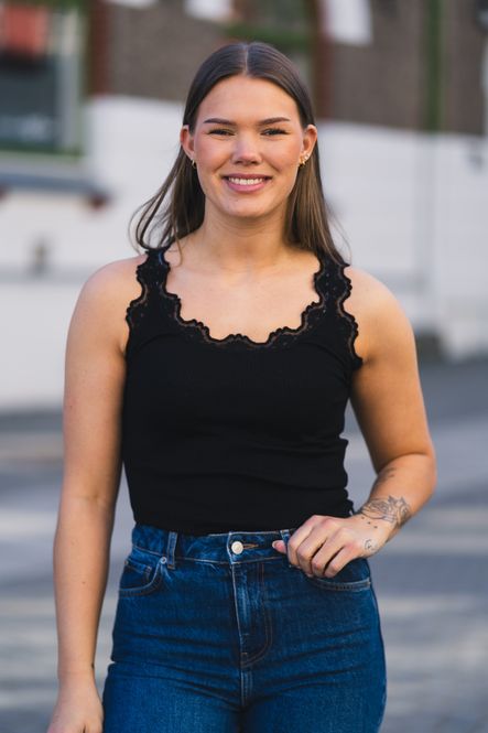 Hovedbilde Babette SL U-Neck Lace Top Black 