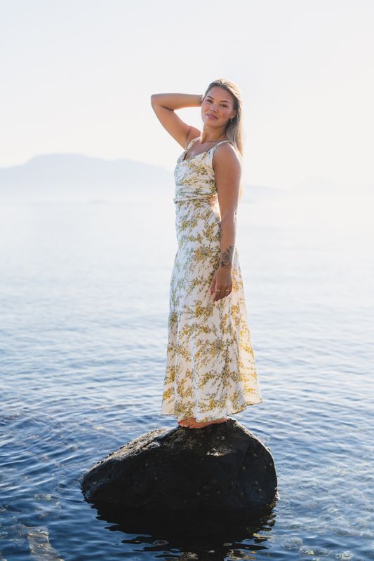 Anna Dress Yellow Mimosa Print 