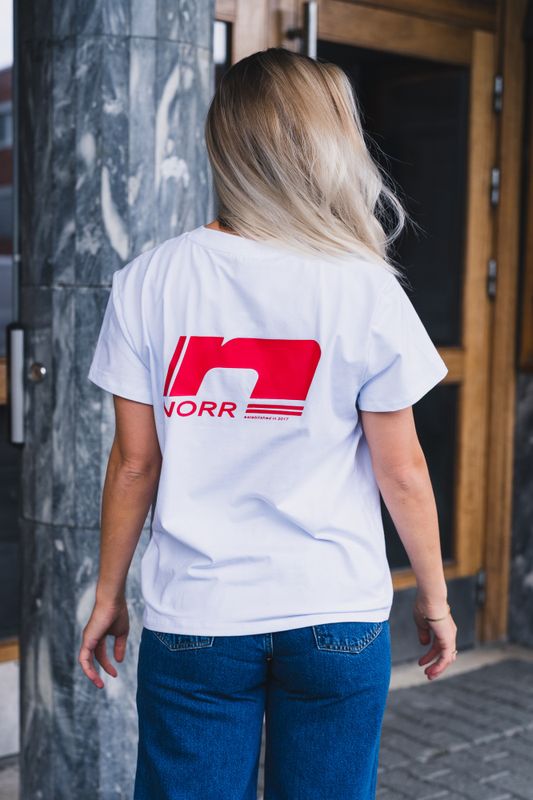 Sanda Tee  White W. Red Print 