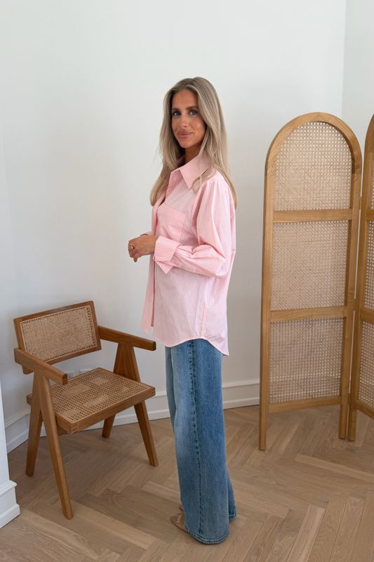Isabellaic Shirt Pink White Stripes 